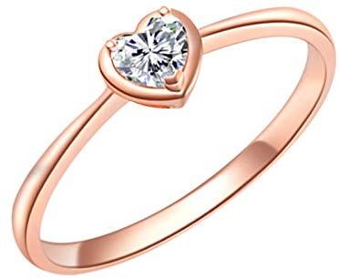 Bishilin Gold Ring 750 18KHerz Diamant 0.13ct, Hochzeit Ringe Verlobung Große 70 (22.3)