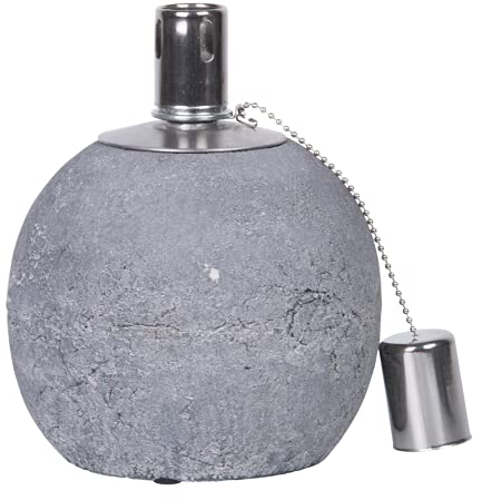 MAISONICA Oil Lamp Concrete Stainless Steel Wick Burner Ball Small Garden Outdoor