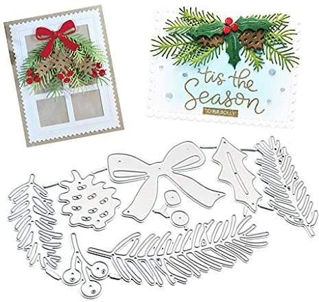 WuLi77 Stanzschablone, Weihnachten blatt Metall Schablonen Cutting Dies, Für Scrapbooking, Prägeschablonen