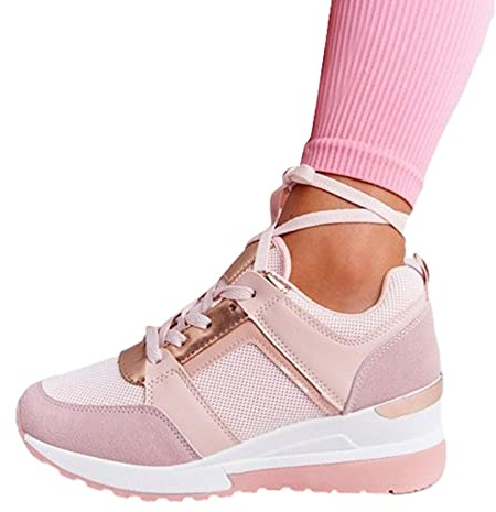 Marche pour Femmes Baskets À Talon Compensé Et Semelle Épaisse Baskets Athlétiques Course Décontractées Chaussures en Maille Respirante pour Le Tennis, La Gym, La Course À Pied