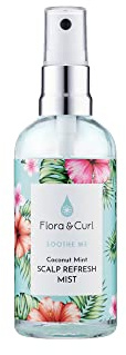 Flora & Curl Coconut Mint Scalp Refresh Mist 100 ml, trockenes Kopfhautspray für Frauen, mit beruhigenden Pflanzenstoffen, kühlende Kopfhautentlastung