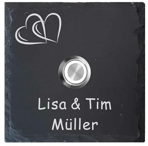 Tomtec Türklingel Schiefer Haustürklingel Klingelplatte Schiefer Klingelschild Design Tomtec 100x100mm