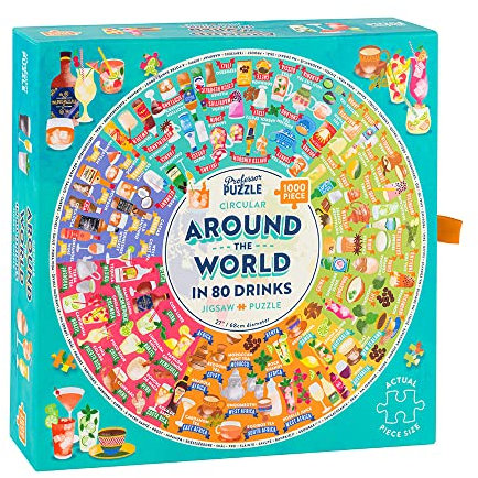 Professor Puzzle | Around the World in 80 Drinks - 1,000 Piece Jigsaw | Puzzle | Ages 21+ | 1+ Players