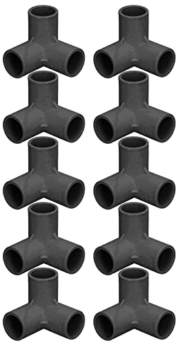 Raccords en PVC à 3 Voies 10 Pièces Raccords de Tuyauterie à 3 Voies en Plastique PVC Raccord en T Coude Connecteur d'angle 25mm Diamètre Intérieur Raccord de Coin en T pour Tuyau en PVC(Le Noir)