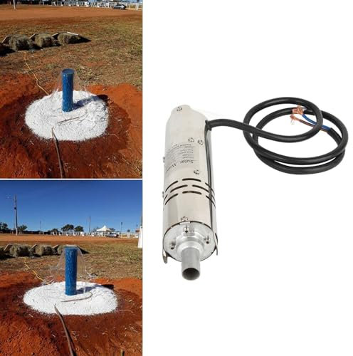 Bomba Sumergible, 24V Bomba de Agua Solar Automática con Motor CC sin Escobillas, Controlador Solar MPPT Incorporado, Cable de 3.3 Pies, Entrada de Agua de 3, Salida de Agua de 1(S242T-30)