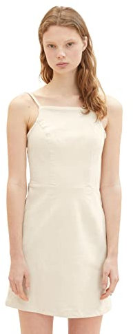 TOM TAILOR Denim Damen Jeanskleid mit Spaghettiträgern 1036613, 22569 - Unbleached Natural Bull Denim, M