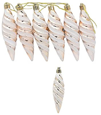 TOBILE Décorations de Noël avec pendentif galvanoplastie en forme de boule de Noël pour sapin de Noël - Décoration d'intérieur - Cadeau - Spirale champagne