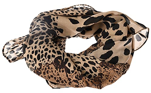 EHOTER Leopardenmuster Damen Schals Damen Tücher Halstuch Scarf Winterschal Pashmina Seidenschal Umhangtuch Weich Elegant Lange Hochzeit Party Zubehör Geschenke für Frauen