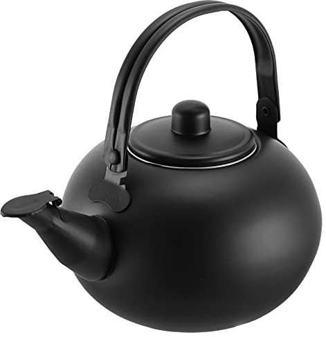 DOITOOL Topf Teekannen Aus Gusseisen Metallsieb Wasserkessel Induktion Schwarz Kochende Camping- Mit Sieb Kleiner Teekessel Wasserkocher Runden Rostfreier Stahl