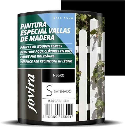 JOVIRA PINTURAS Peinture de clôtures en bois. Émail pour bois extérieur pour clôtures, maisons en bois, garages, etc. (750 Millilitres, Noir)