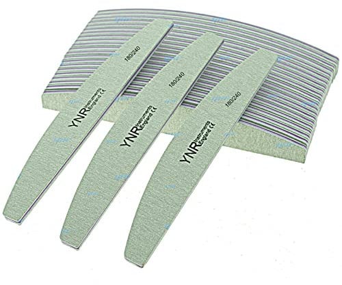 Professional Nail Files Double Sided Emery Board(180/240 Grit) Nail Styling Tools Half Moon/Curved/Diamond Buffer Pet Grooming Tools (10 Pcs)