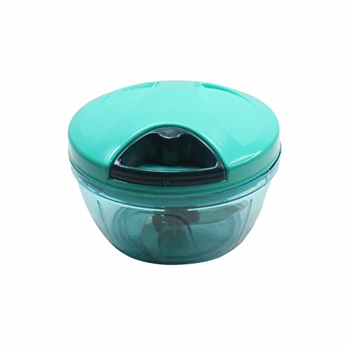 SUL Manual Food Chopper, Hand Pull/Push Chopper with Stainless Steel Removable Blades and Non-Slip Base Food Chopper for Kitchen to Chop Fruits,Vegetables, Salad (Pull Hand Chopper (Green) 450ml)