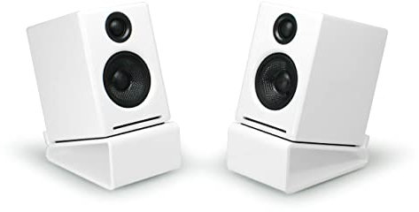 Pair Tilted Desktop Speaker Stands Vibration Dampening Wedge Suitable for Audioengine Kanto (White)