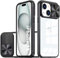 OUBELI Cover per iPhone 15 Protezione fotocamera con custodia a scorrimento, trasparente rigido PC Back Cover e silicone TPU Bumper Antiscivolo AntiGraffio Antiurto Case- Nero