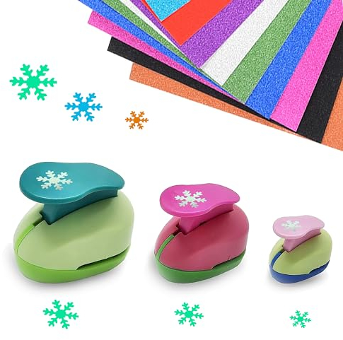 Stanzer Schneeflocken 3 Stück Motivstanzer Papierstanzer Motivlocher Stanzer Set Ausstanzer 9mm 16mm 25mm für Papier DIY Scrapbook Fotoalbum Handwerk zum Basteln