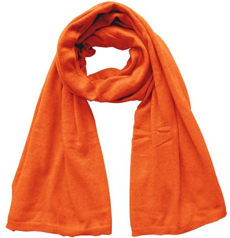 Mississhop 381 Feinstrick Kaschmir-Gemisch Beanie Mütze Slouch/XXL Schal/Handschuhe Orange Einheitsgroesse Schal