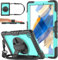 DAORANGE Funda para Samsung Galaxy Tab A8 10.5 2021 (SM-X200/X205/X207), Funda Resistente con Protector de Pantalla, [Soporte Giratorio 360°] [Correa de Mano y Hombro] (Negro/Azulclaro)