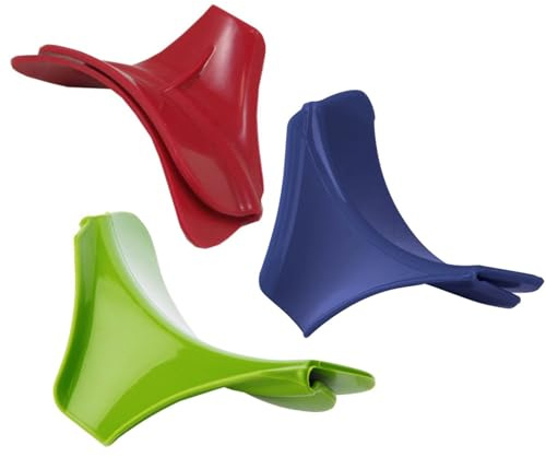 KOMUNJ Lot de 3 entonnoirs en silicone résistants aux éclaboussures, verseur en silicone, entonnoir universel de cuisine, pour pots, poêles, bols, verres, gadget et outil