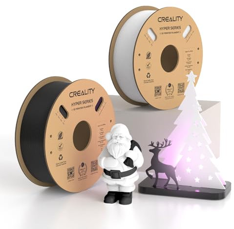 Creality Hyper PLA Filament, 3D Drucker High Speed Filament, 1.75mm 3D Druck Filament für Hochgeschwindigkeitsdruck, Maßgenauigkeit +/-0.02mm, 2kg (1kg/Spule*2) - Weiß + Schwarz