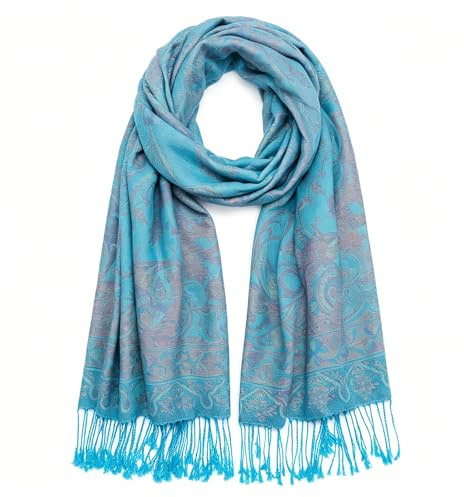 QIUTIMIY Paisley-Pashmina-Schal für Damen, wendbar, Vintage-Jacquard-Pashmina-Rave-Schal mit Fransen für Abendveranstaltungen, Hochzeiten