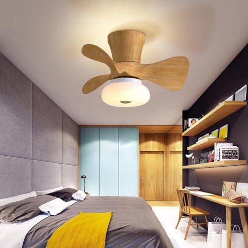 Bellastein LED Quiet Ceiling Fan with Lighting Ceiling Fan with Remote Control for Bedroom Ceiling Fan with Fan for Living Room Restaurant Kids Room (wood)