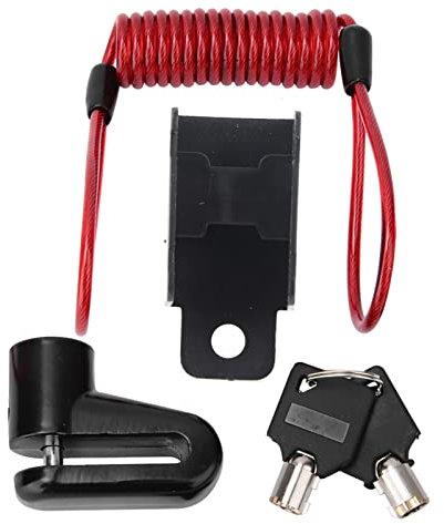 Black Anti Theft Disc Brake Lock with Reminder Cable Tailored for Xiaomi Mijia M365 Electric Scooter Heavy Duty Metal Construction, Weather Resistant, Easy One Press