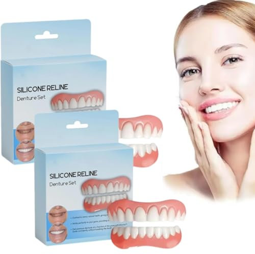 Ensemble de prothèses dentaires en silicone, ensemble de prothèses dentaires, kit de réparation de dents, kit de regarnissage de prothèses dentaires souples (2 ensemble)