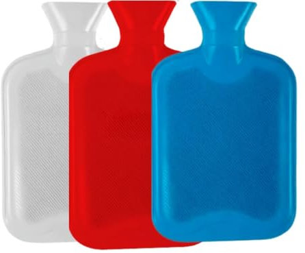3-Pack Hot Water Bottle - Ribbed Rubber Design, Leak-Proof, Reusable Heat Therapy for Pain Relief & Warmth - Durable & Sa (0.5L (500ml))