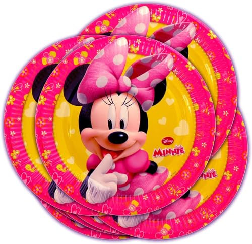 Disney Set fiesta cumpleaños Party 16 platos de papel grandes (23 cm) tema Minnie Mouse.
