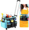 Homward Rolling Cleaning Organizer Bag, 40L Capacity Large Cleaning Tote Caddy Organizer with Handle for cleaning supplies, Trolley Cleaning Cart on Wheels for Housekeeping House Cleaners(Lit Blue)
