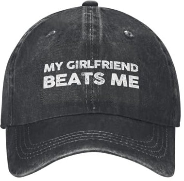 My Girlfriend Beats Me Cap für Trucker, verstellbare Baseballmütze, niedliche Mütze, schwarze Baseballkappe, Schwarz, Einheitsgr��e