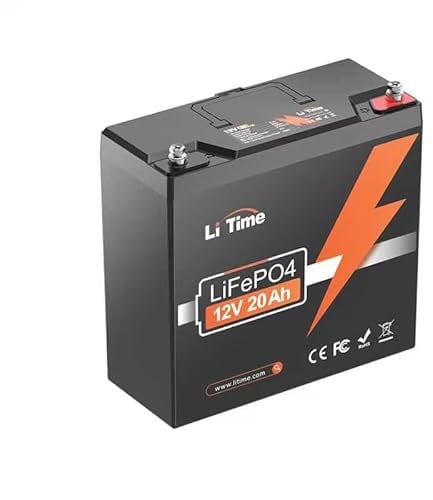 LiTime 12V 20Ah LiFePO4 Batteria con 20A BMS, 256W Potenza di Uscita, 4000 Cicli Profondi, Batterie Agli Ioni di Litio a Bassa Autoscarica per Ecoscandagli Illuminazione Giocattoli Campeggio