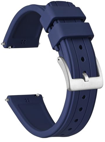 Ayadoo bracelet de montre en silicone bleu de 22 mm, bracelet à dégagement rapide pour homme avec boucle argentée