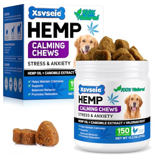 CLFJLXYX Calming Dog Treats That Work | 150 Count Dog Calming Tablets for Anxiety Relief | Reduces Stress, Fear, Separation, Barking | Fast Acting Calming Tablets for Dogs | Natural Chicken Flavour