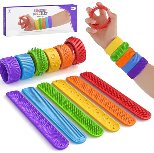 6 Stück Fidget Toys Armband – Sensorisches Silikon Anti Stress Armband, Sensory Spielzeug für ADHS, Anti Stress, Stressabbau, Autismus - Hilfreich Sein für Konzentrationshilfe & Angstabbau