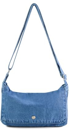 AdiStylinno Kleine Umhängetasche Damen, Vintage Jeans Tasche Denim Hobo Crossbody Bag Damen mit Verstellbarem Schultergurt, Retro Canvas Messenger Bag für Reise, Arbeit, Einkaufen