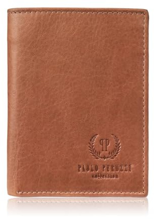 Herren Leder Geldbörse Cognac klassisch elegant mit RFID Schutz Paolo Peruzzi AY-10-CG