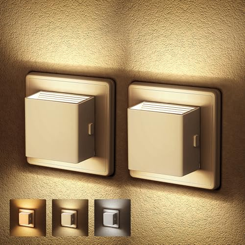 Emeritpro Enchufe de luz nocturna con sensor crepuscular, luz nocturna LED de 1 W, temperatura de color ajustable (Amber/3000 K/5000 K), luz de enchufe para habitación de los niños, dormitorio