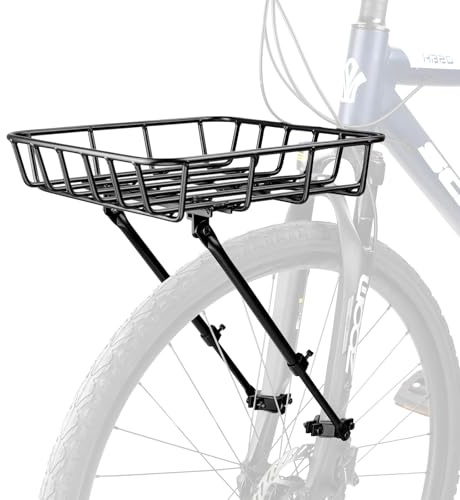 WEEROCK Aluminium Fahrradkorb Vorne, Breiter Korb mit Stützstangen | Großes Fassungsvermögen, mit Netzfach, Stabile Befestigung, Perfekt für Mountainbike, Beachbike & Pendeln