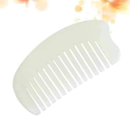 DEARMAMY Natürlicher Jadekamm Massage Haarkamm mit Glatten Kanten für Kopfhautmassage Entspannend Sicher Haarkamm für Damen und Herren für Zuhause und Reisen