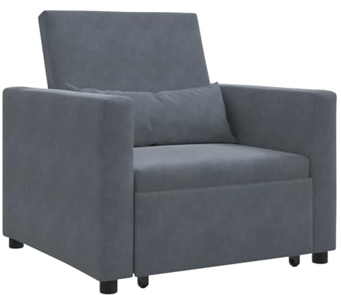 PHGTYUK Verstellbare Schlafcouch Einzel Dunkelgrau 90 x 165 x 87 cm samtig Samt Sofa-Bett mit umwandelbarer Rückenlehne für Sitz Liegesessel und Bett