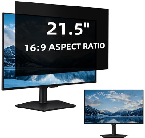 Hinnwer 21,5 Blickschutzfilter für 21,5 Zoll 16:9 Widescreen - Computer Monitor Sichtschutz - Anti Blaulicht Blendschutz Umkehrbarer Bildschirm - Blickschutzfolie (B x H): 476 x 268mm