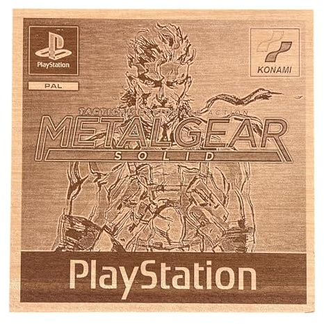Generico Poster Artigianale in Legno da Parete, Gadget Metal Gear Solid, compatibile con PS1, giochi anni 90, idea regalo nerd (Metal Gear Solid)