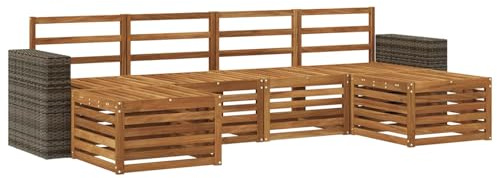 vidaXL Sofagarnituren 6 pcs Natur Massivholz Akazie, Garten Patio Lounge, modernes Sofa für draußen, haltbares Möbelset, gemütliche Terrassen-Sitze
