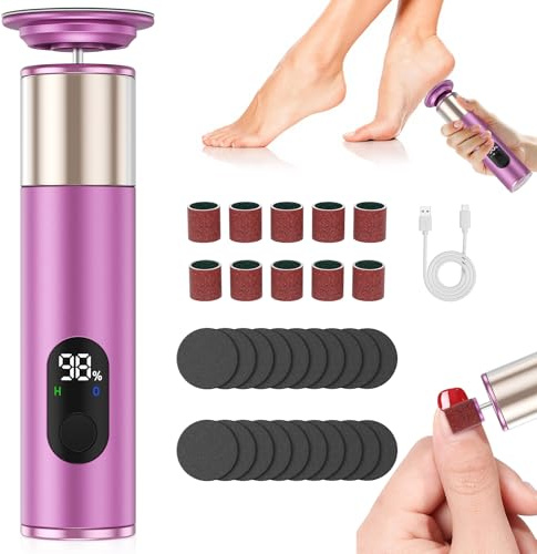 2-in-1 Hornhautentferner & Nagelfräser elektrisch, kabellos, LED-Display, 3 Stufen, Fußpflege-Set