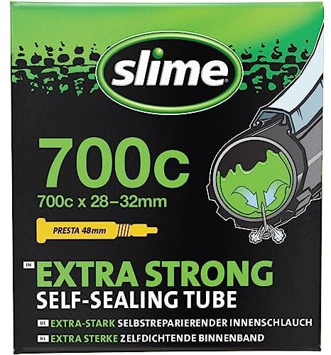 Slime Unisex – Erwachsene Ersatzschlauch mit Dichtmittel 700 x 28-32 Smart Tube/Bicycle, 30062, Schwarz, 700x28-35, SV 48mm