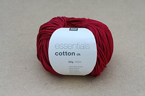 Rico Design Essentials doppelt gestrickt Garn, 100% Baumwolle, Kirsche
