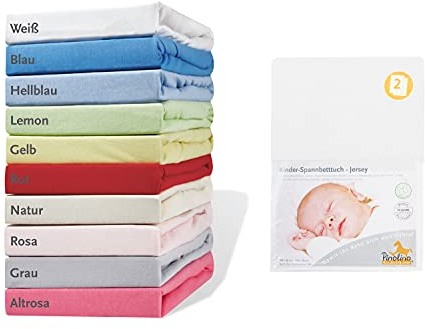 Pinolino 540002-0D Doppelpack - Spannbetttuch für Kinderbetten weiß