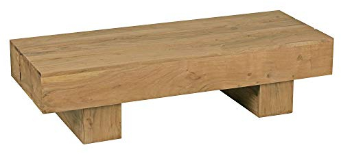 Wohnling Couchtisch Massiv-Holz Akazie 120cm breit Design Wohnzimmer-Tisch dunkel-braun Landhaus-Stil Beistelltisch