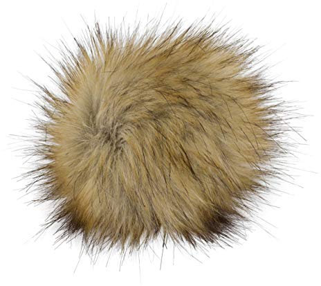 Unbekannt Fell Pompon mit Druckknopf Sand meliert